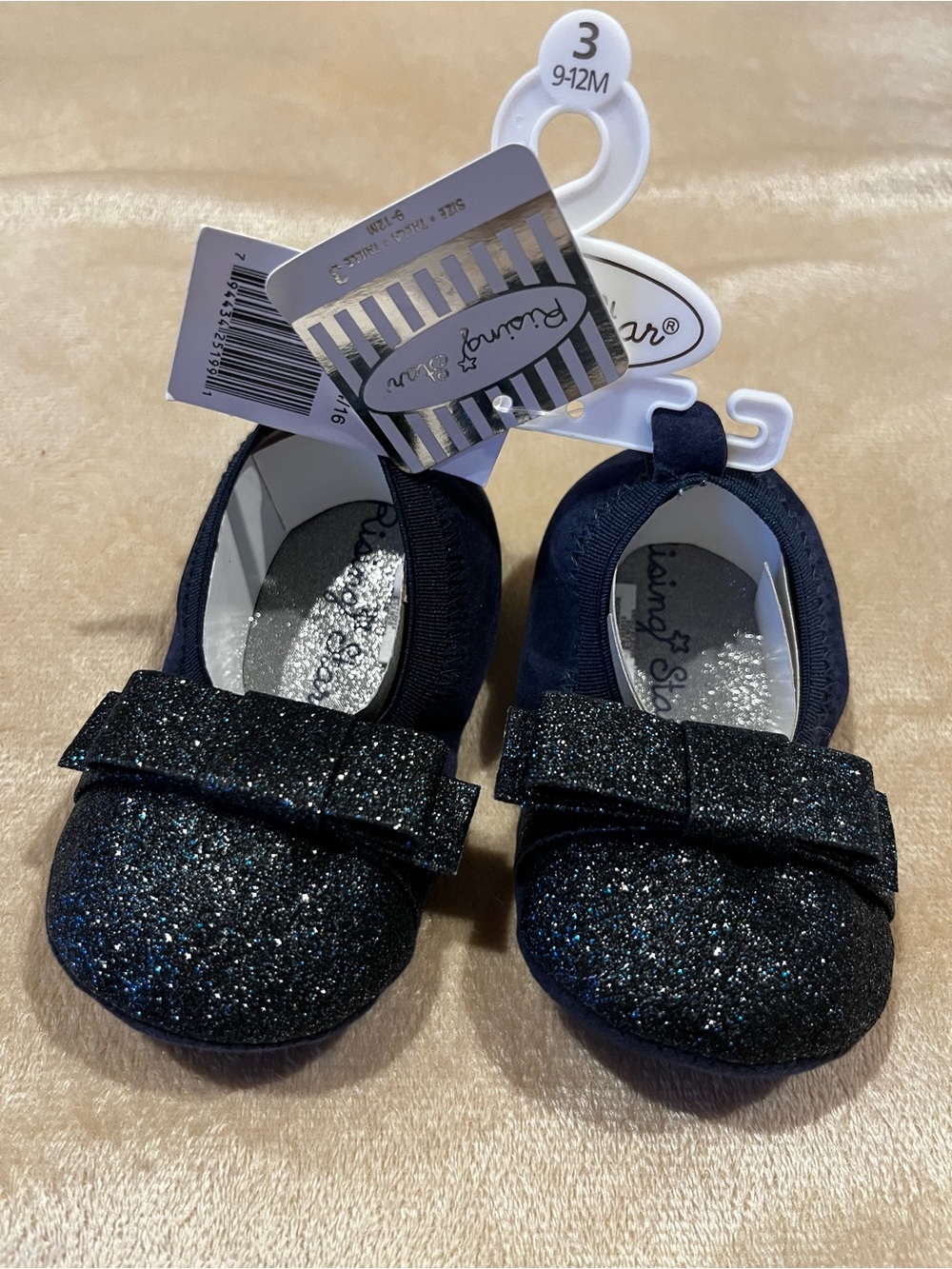 Rising Star Baby Glitter Bow Shoes 9-12 Months